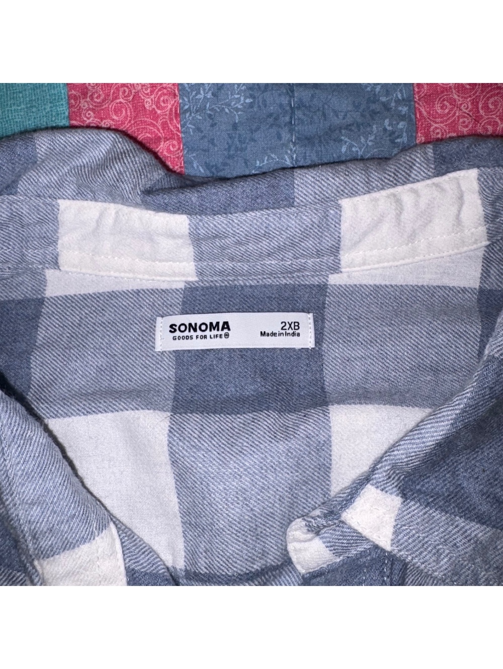 Sonoma New Supersoft $30 Men’s 2XB Flannel Button-Up Shirt Blue and White Check - Picture 6 of 9